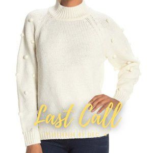 CeCe Pom Pom Knit Sweater - white